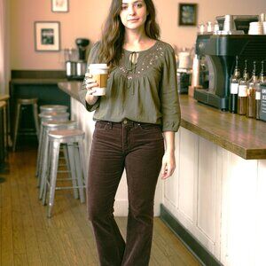 Lucky Brand Womens Corduroy Pants 6/28 Brown Stretch Mid Rise